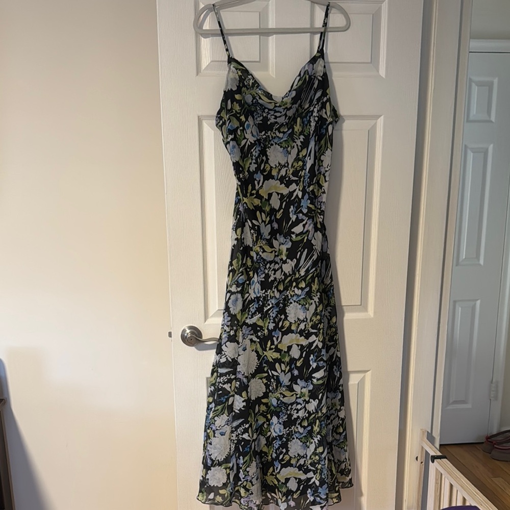 Floral Black and Green Women's Dress